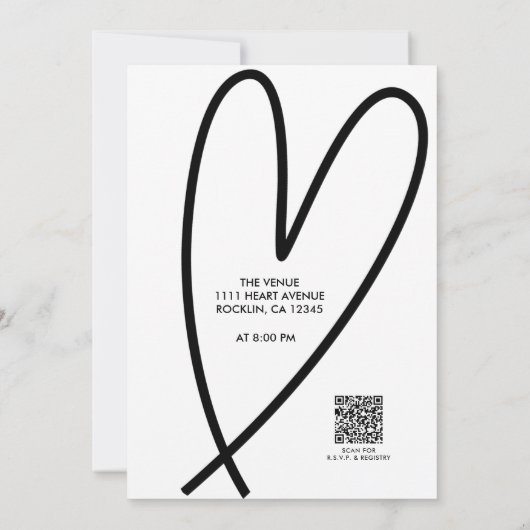 Modern Hearts Zwart & Wit Foto Sweet 16 Party (Achterkant)