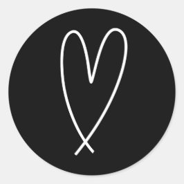 Modern Hearts Zwart & Wit Minimaal Bruidsdouche Ronde Sticker