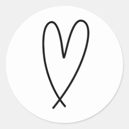 Modern Hearts Zwart & Wit Minimaal Bruidsdouche Ronde Sticker