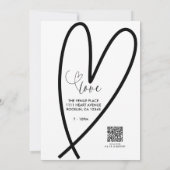 Modern Hearts Zwart & Wit Minimaal Trouwontwerp  (Achterkant)