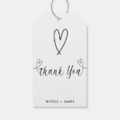 Modern Hearts Zwart & Wit Minimal Dank u Cadeaulabel (Achterkant)