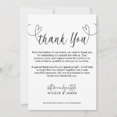 Modern Hearts Zwart & Wit Minimal Dank u Kaart (Voorkant)