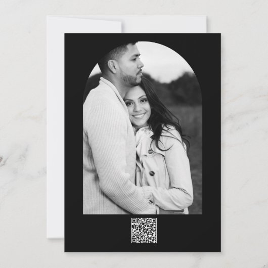 Modern Hearts Zwart & Wit Minimal Dank u Kaart (Achterkant)