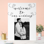 Modern Hearts Zwart Wit Minimal Wedding Welkom Acryl Bord (Huwelijk)
