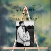 Modern Hearts Zwart Wit Minimal Wedding Welkom Acryl Bord (Neutraal)