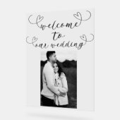 Modern Hearts Zwart Wit Minimal Wedding Welkom Acryl Bord (Hoek)