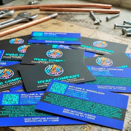 Modern Heating & Cooling AC Logo | Black Blue HVAC Visitekaartje
