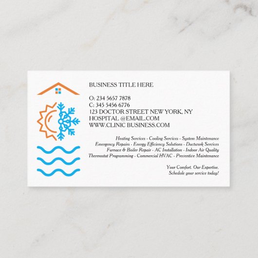 Modern Heating Cooling Experts HVAC Visitekaartje (Achterkant)