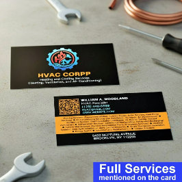 Modern Heating & Cooling Logo Services, Black HVAC Visitekaartje