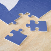Modern Hebreeuws Aleph Tav Wit op Blauwe Typografi Legpuzzel (Zijkant)