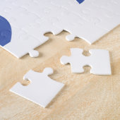 Modern Hebrew Aleph Tav Blue White Typografie Legpuzzel (Zijkant)