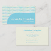 Modern Hedendaags Aqua Blue Abstract Creatief Visitekaartje (Voorkant / Achterkant)