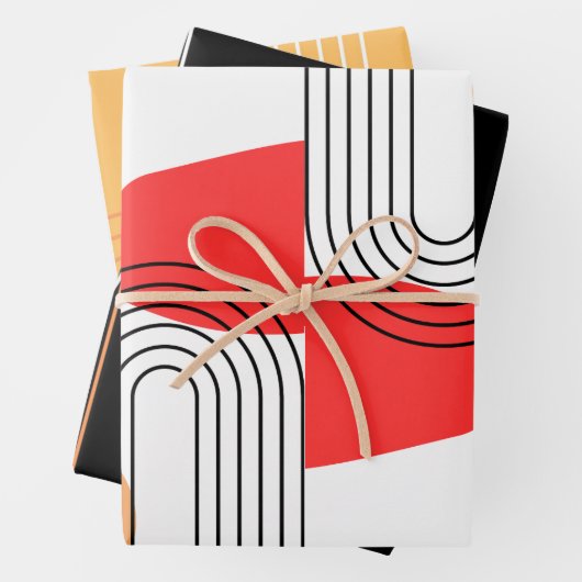 modern hedendaags boog lijn art minimal Gift Label Inpakpapier Vel (In situ)