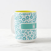 Modern hedendaags Daisy Flower Initiaal Tweekleurige Koffiemok (Voorkant links)