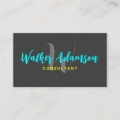 Modern Hedendaags Grijs & Mat Zwart Visitekaartje (Voorkant)