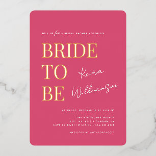 Modern Hedendaags Heet Roze & Goud Vrijgezellenfee Folie Uitnodiging