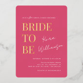 Modern Hedendaags Heet Roze & Goud Vrijgezellenfee Folie Uitnodiging (Voorkant)