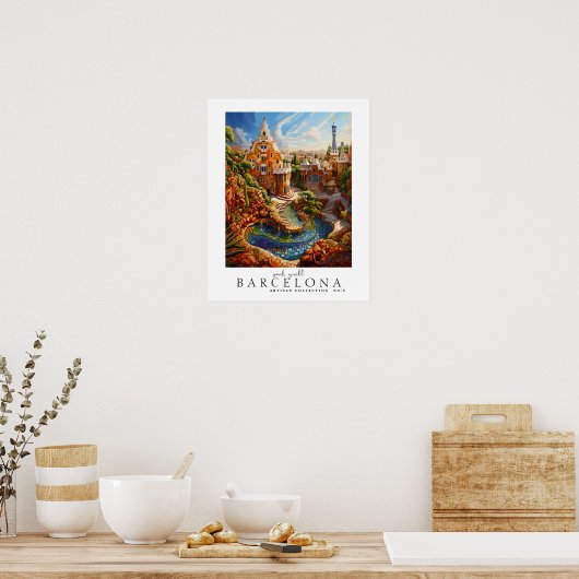 Modern hedendaags Park Guell Barcelona abstract Poster (Keuken)