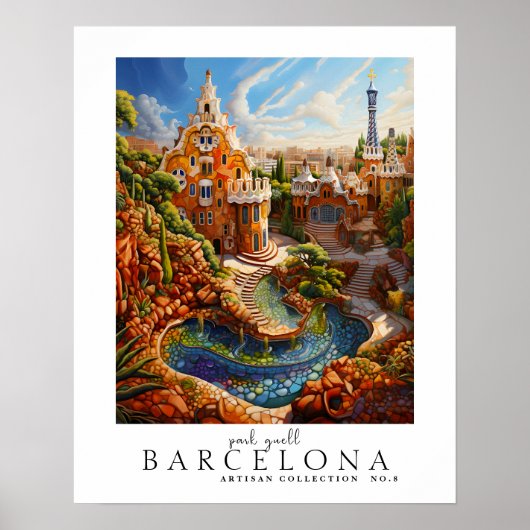 Modern hedendaags Park Guell Barcelona abstract Poster (Voorkant)