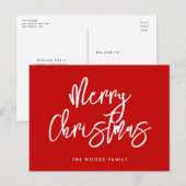 Modern Hedendaags Rood Vrolijk Kerstfeest Feestdagenkaart (Voorkant / Achterkant)