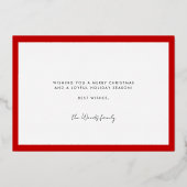 Modern Hedendaags Rood Vrolijk Kerstfeest Folie Feestdagenkaart (Achterkant)