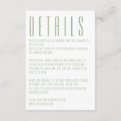 Modern Hedendaags Salie Groen Wit Bruiloft Informatiekaartje (Voorkant)