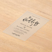 Modern hedendaags script Black Wedding Acryl Uitnodigingen (Laagn)