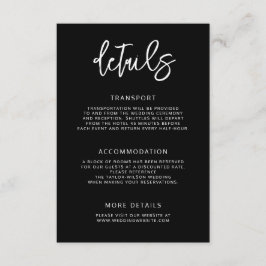 Modern Hedendaags Script Zwart Trouwdetails Informatiekaartje