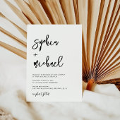 Modern Hedendaags Script Zwart Wit Bruiloft Kaart