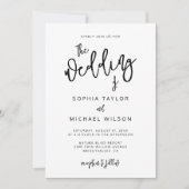 Modern Hedendaags Script Zwart Wit Bruiloft Kaart (Voorkant)