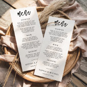 Modern Hedendaags Script Zwart Wit Bruiloft Menu