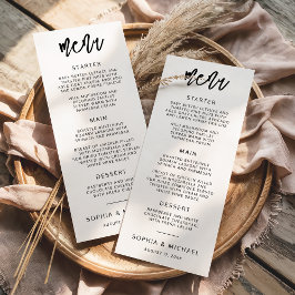 Modern Hedendaags Script Zwart Wit Bruiloft Menu