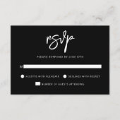 Modern Hedendaags Script Zwart Wit Bruiloft RSVP Kaartje (Voorkant)