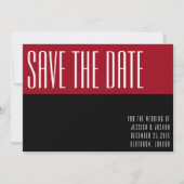 Modern Hedendaags Vet Zwart Rood Foto Bruiloft Save The Date (Voorkant)