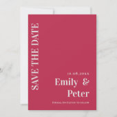 Modern hedendaagse magenta minimalistisch huwelijk save the date (Voorkant)