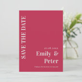 Modern hedendaagse magenta minimalistisch huwelijk save the date (Staand voorkant)
