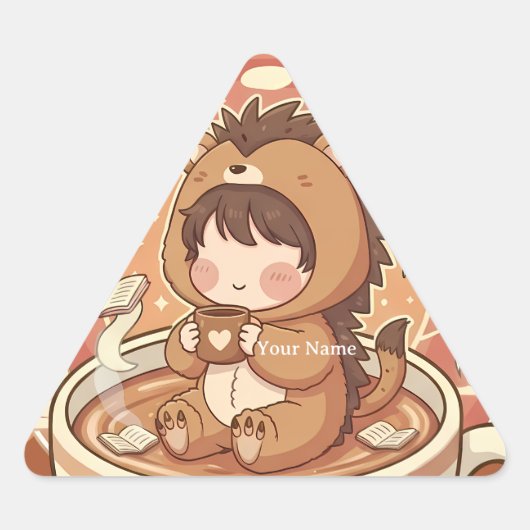 Modern Hedgehog Coffee Triangle Tech Decal Sticker (Voorkant)
