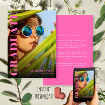 Modern Heet Roze Chic Afstuderen Foto Afstuderen