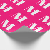 Modern heet roze custom initiaal letter monogram cadeaupapier (Hoek)
