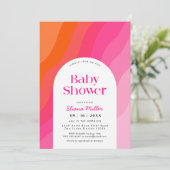 Modern heet Roze en Oranje Baby shower Kaart (Staand voorkant)