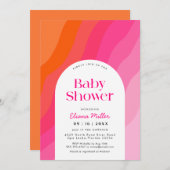 Modern heet Roze en Oranje Baby shower Kaart (Voorkant / Achterkant)