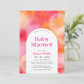 Modern heet Roze en Oranje Baby shower Kaart (Staand voorkant)