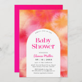 Modern heet Roze en Oranje Baby shower Kaart (Voorkant / Achterkant)