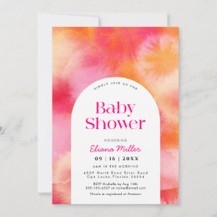 Modern heet Roze en Oranje Baby shower Kaart