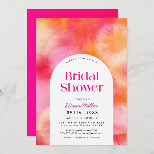 Modern heet Roze en Oranje Vrijgezellenfeest Kaart (Voorkant / Achterkant)