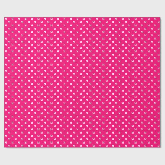 Modern heet roze fuchsia custom monogram patroon cadeaupapier (Vlak)
