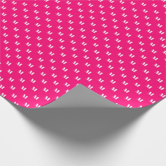 Modern heet roze fuchsia custom monogram patroon cadeaupapier (Hoek)