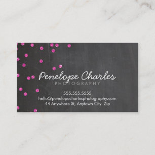 MODERN heet roze glitter confetti stippen krijtbor Visitekaartje