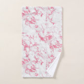 Modern Heet Roze Magenta Folie Glitter Wit Marmer Bad Handdoek (Handdoek)