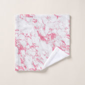 Modern Heet Roze Magenta Folie Glitter Wit Marmer Bad Handdoek (Wasdoekje)